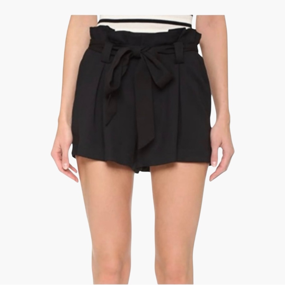 L'AGENCE Paperbag Waist Tie-Front Shorts in Black Women’s Size 4